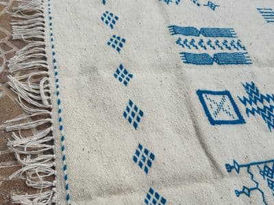 Beige-Turquoise Wool Carpet