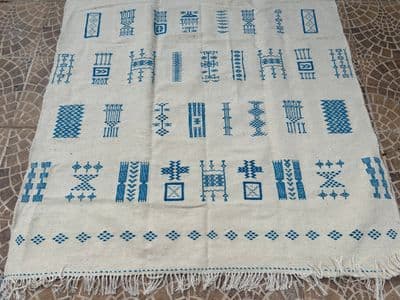 Beige-Turquoise Wool Carpet